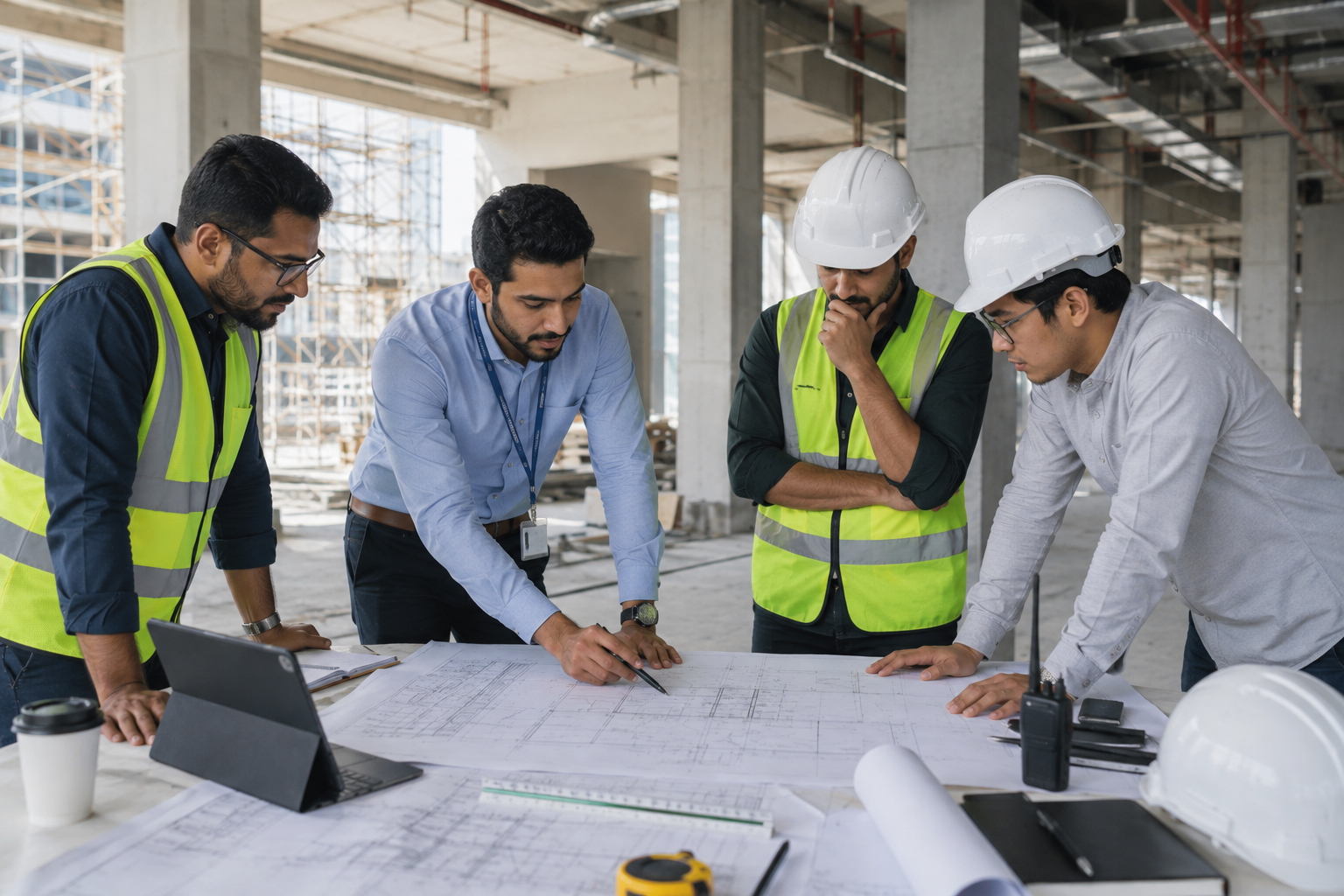 Engineers supervising a construction site